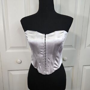 Windsor Silver Hue Corset Top SZ Med Hook & Loop Going Out Y2K Layering‎ Sexy